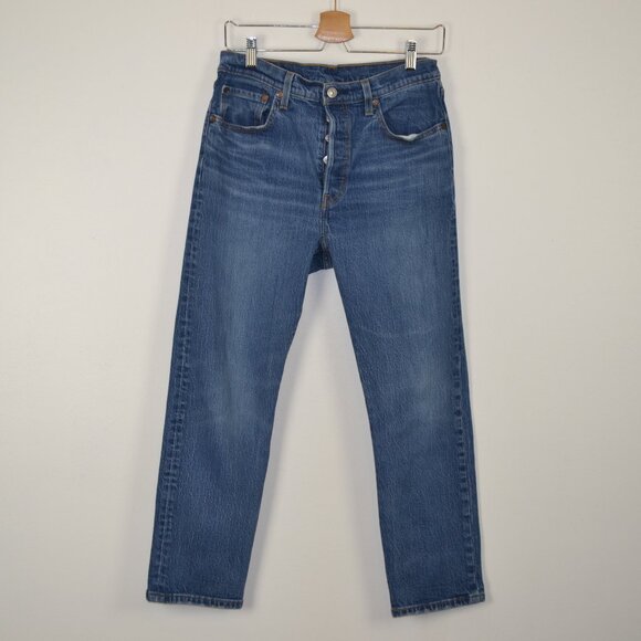 Levis Strauss 501 Button Fly Straight Adult 29/26 Blue 5 Pocket Casual Blue Jean - Picture 1 of 9